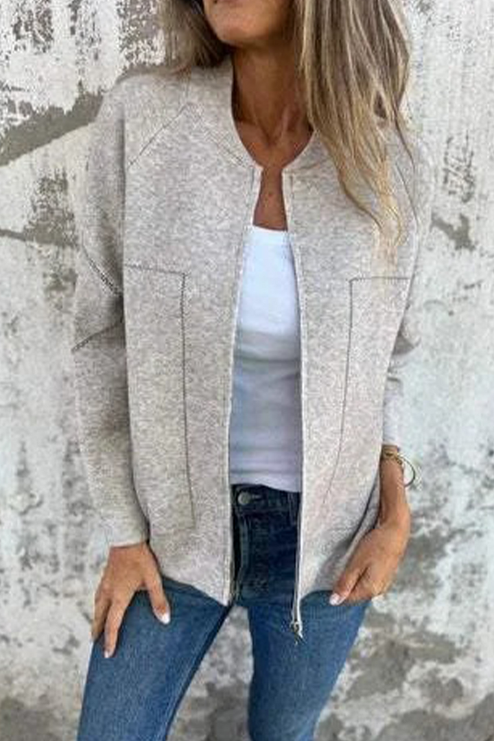 Drune | Lässige tägliche Pocket-Patchwork-Reißverschluss-O-Hals-Oberbekleidung - 8 Farben