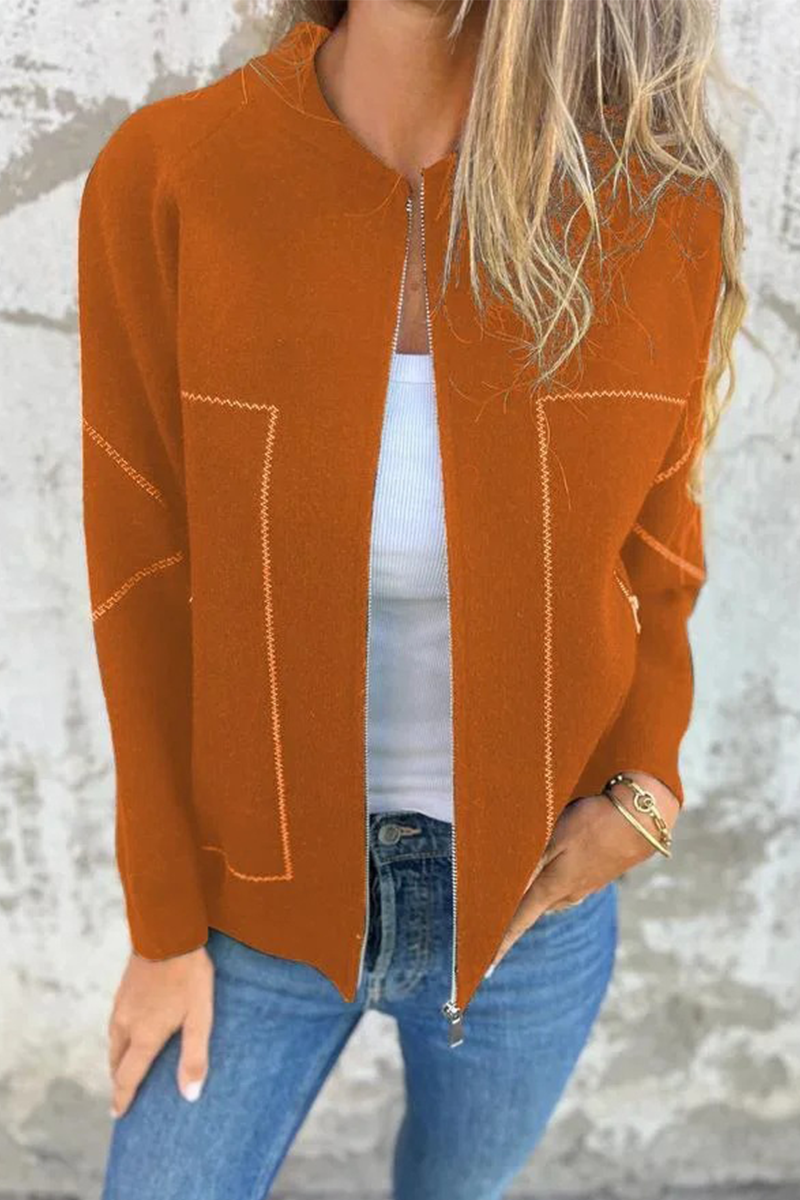 Drune | Lässige tägliche Pocket-Patchwork-Reißverschluss-O-Hals-Oberbekleidung - 8 Farben