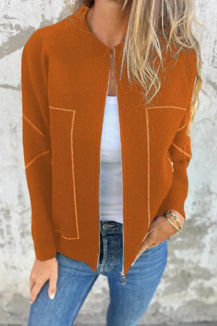 Drune | Lässige tägliche Pocket-Patchwork-Reißverschluss-O-Hals-Oberbekleidung - 8 Farben