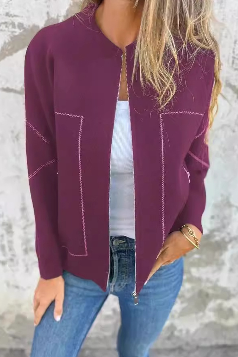 Drune | Lässige tägliche Pocket-Patchwork-Reißverschluss-O-Hals-Oberbekleidung - 8 Farben