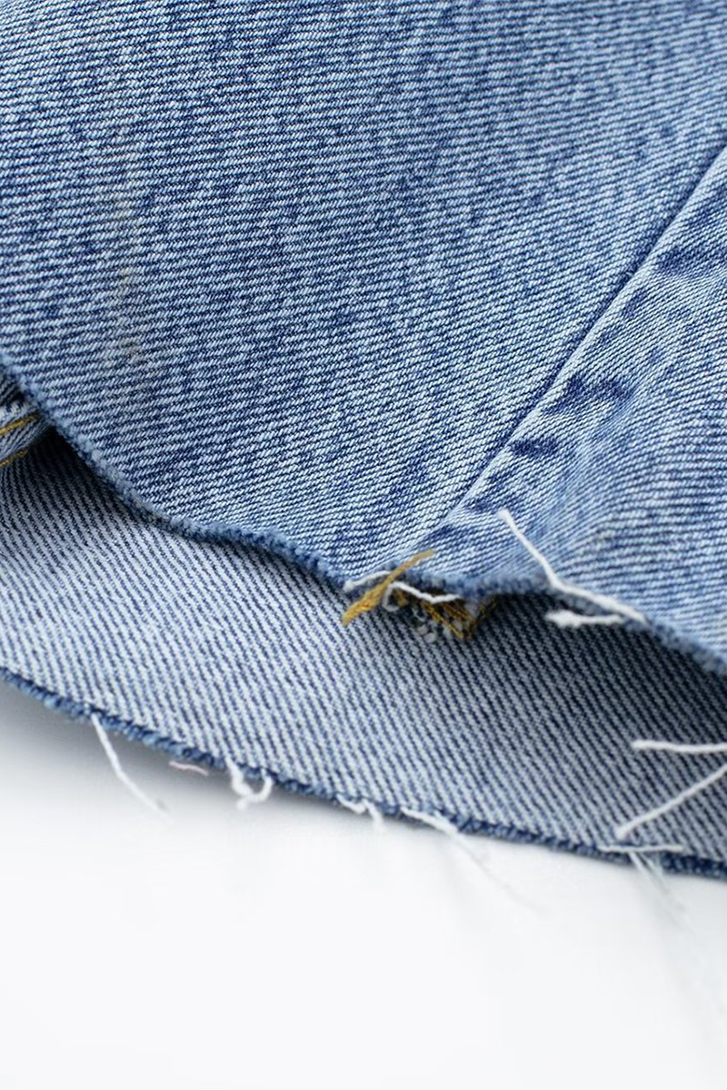 Drune | Lässiger Street Einfarbiger Taschenknopf Umlegekragen Lange Ärmel Lockere Denim Overalls