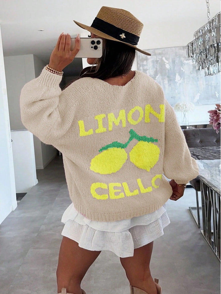 Drune | Strickpullover mit Zitronenprint für Damen