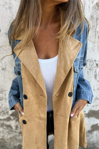 Drune | Street Buttons Patchwork Kontrast Umlegekragen Langarm Locker Denimjacke