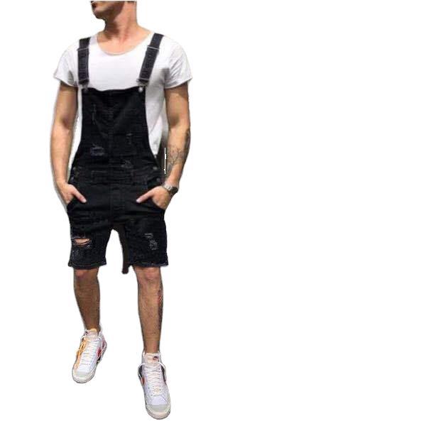 Herren Denim Latzshorts im modernen used Look mit verstellbaren Trägern Drune