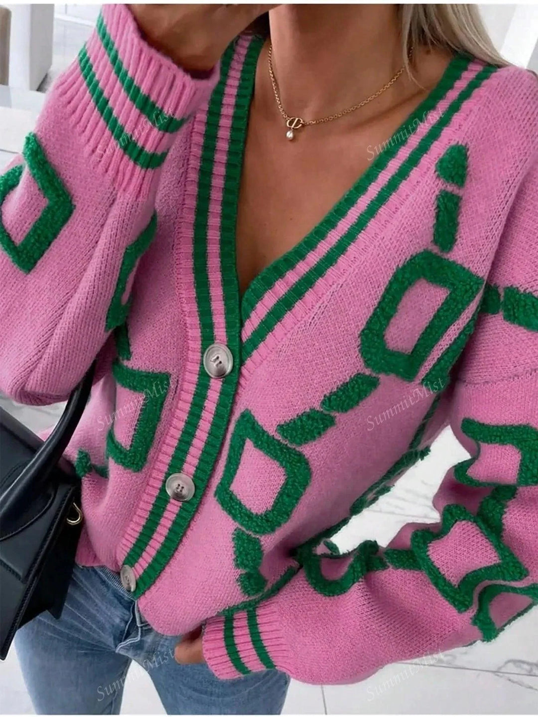 Drune | Strickjacke mit grafischen Drucken für Damen