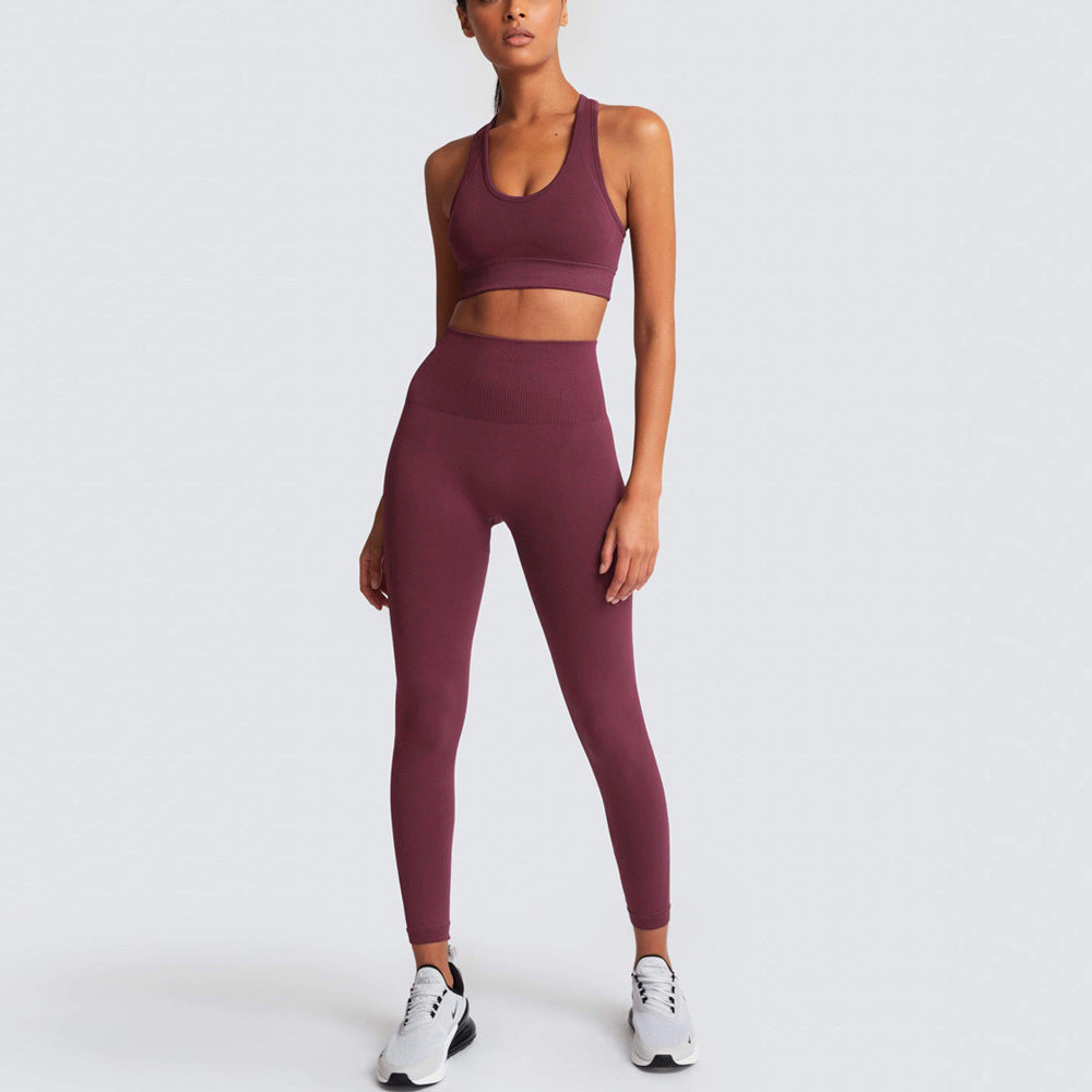Damen Sport-BH und Hochbund-Leggings Set mit atmungsaktiver und figurformender Eigenschaft Drune