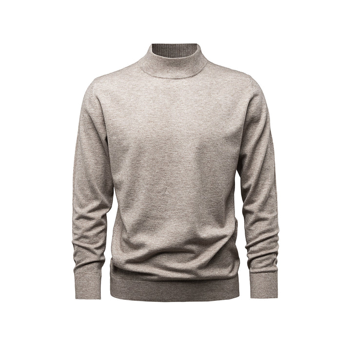 Herren-Strickpullover mit Stehkragen, einfarbig