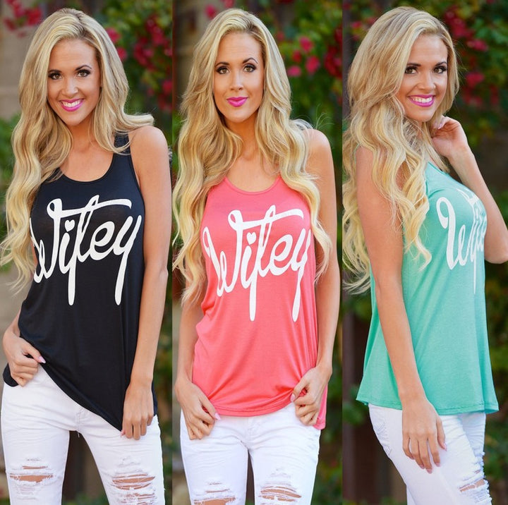 Damen Tanktop mit trendigem Schriftzug Drune