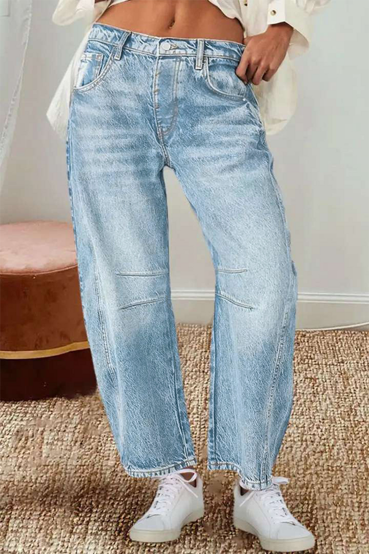 Drune | Lässige Distressed Kontrast Mid Waist Denim Jeans