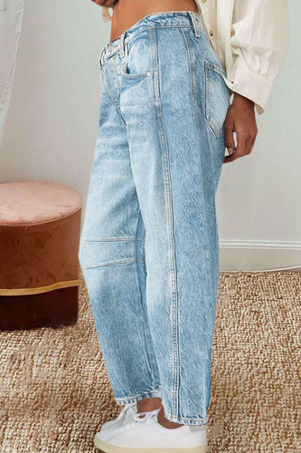 Drune | Lässige Distressed Kontrast Mid Waist Denim Jeans