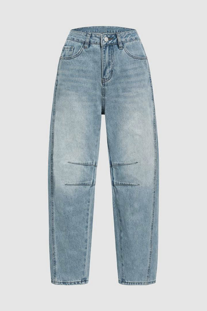 Drune | Lässige Distressed Kontrast Mid Waist Denim Jeans