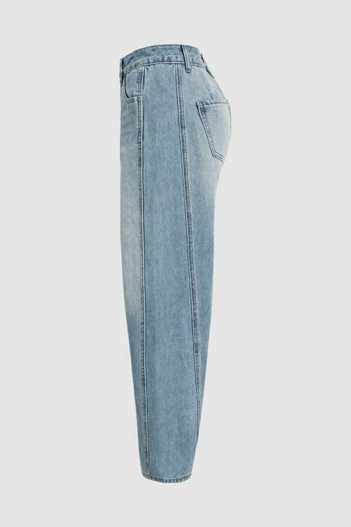 Drune | Lässige Distressed Kontrast Mid Waist Denim Jeans