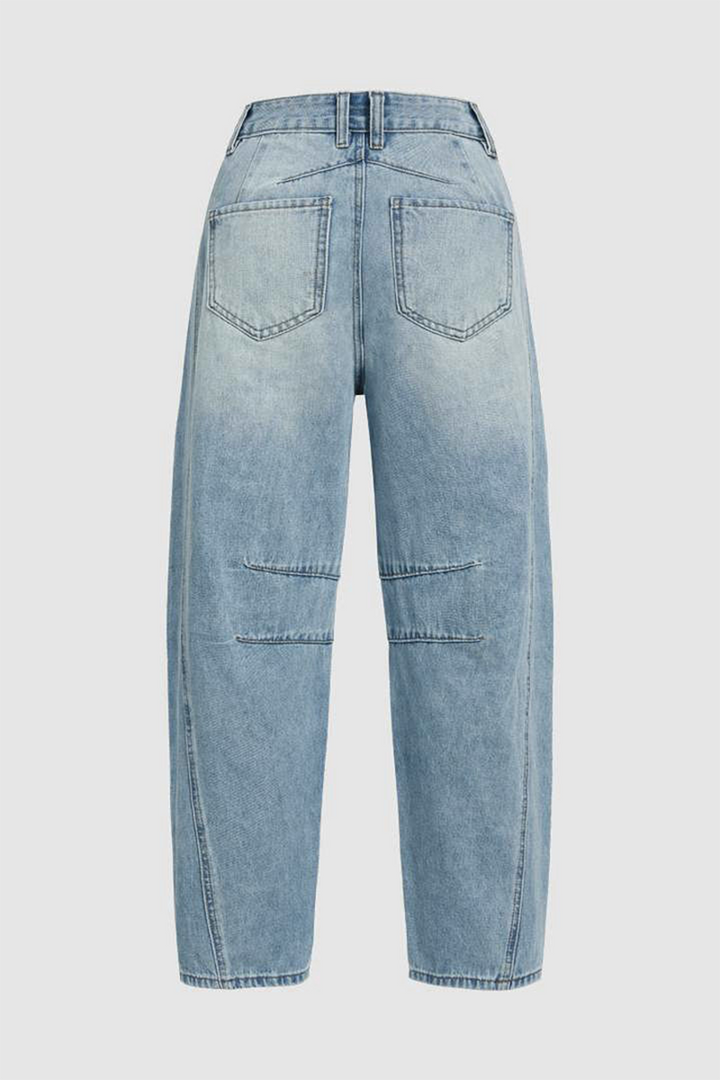 Drune | Lässige Distressed Kontrast Mid Waist Denim Jeans
