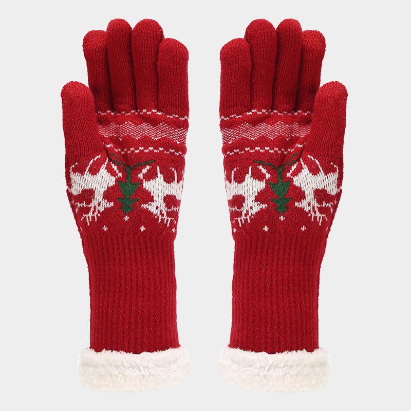 Drune | Weihnachtsrentiermuster Muster Mütze Schal Handschuhe Set (6 Farben)