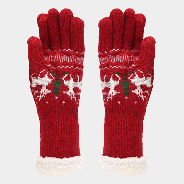Drune | Weihnachtsrentiermuster Muster Mütze Schal Handschuhe Set (6 Farben)