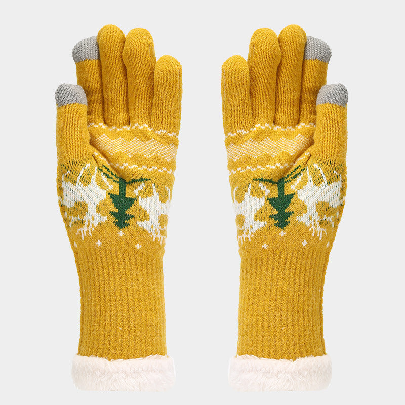 Drune | Weihnachtsrentiermuster Muster Mütze Schal Handschuhe Set (6 Farben)