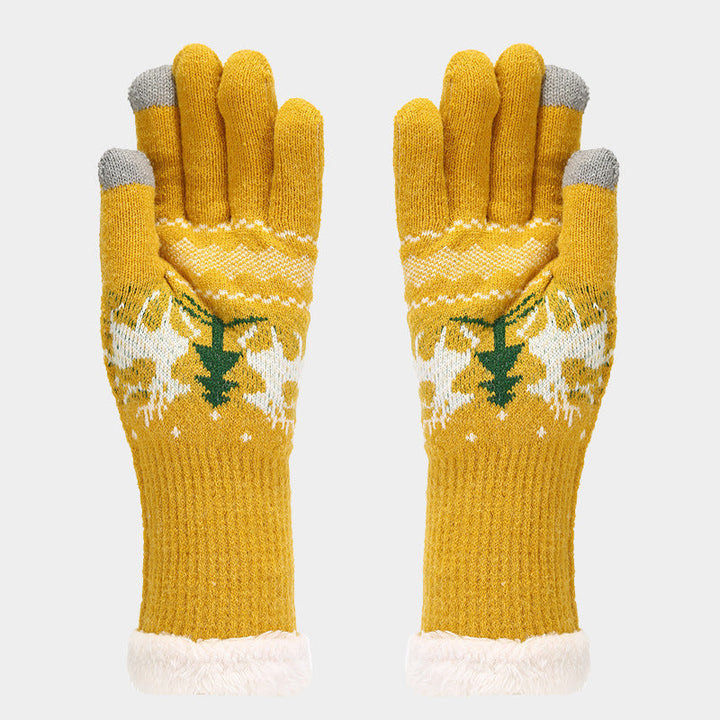 Drune | Weihnachtsrentiermuster Muster Mütze Schal Handschuhe Set (6 Farben)