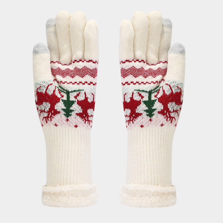 Drune | Weihnachtsrentiermuster Muster Mütze Schal Handschuhe Set (6 Farben)