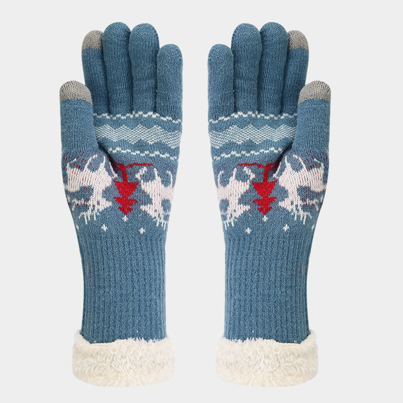 Drune | Weihnachtsrentiermuster Muster Mütze Schal Handschuhe Set (6 Farben)