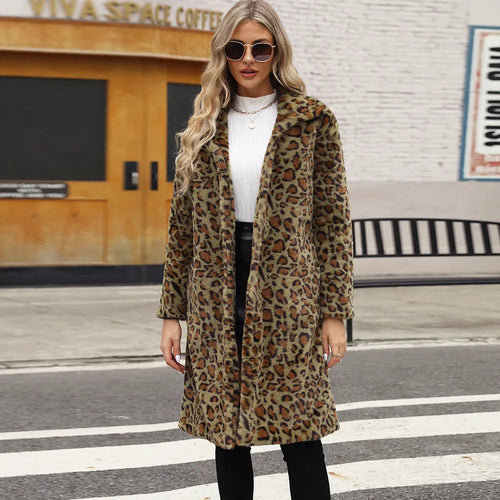 Drune | Fleece-Mantel mit Leopardenmuster