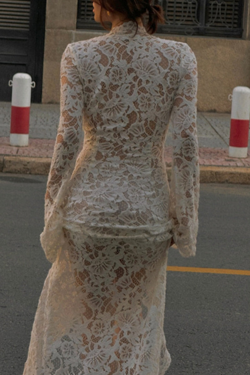 Drune | Sexy Spitze Durchsichtige Trägerdesign V-Ausschnitt Spitze Kleid Kleider