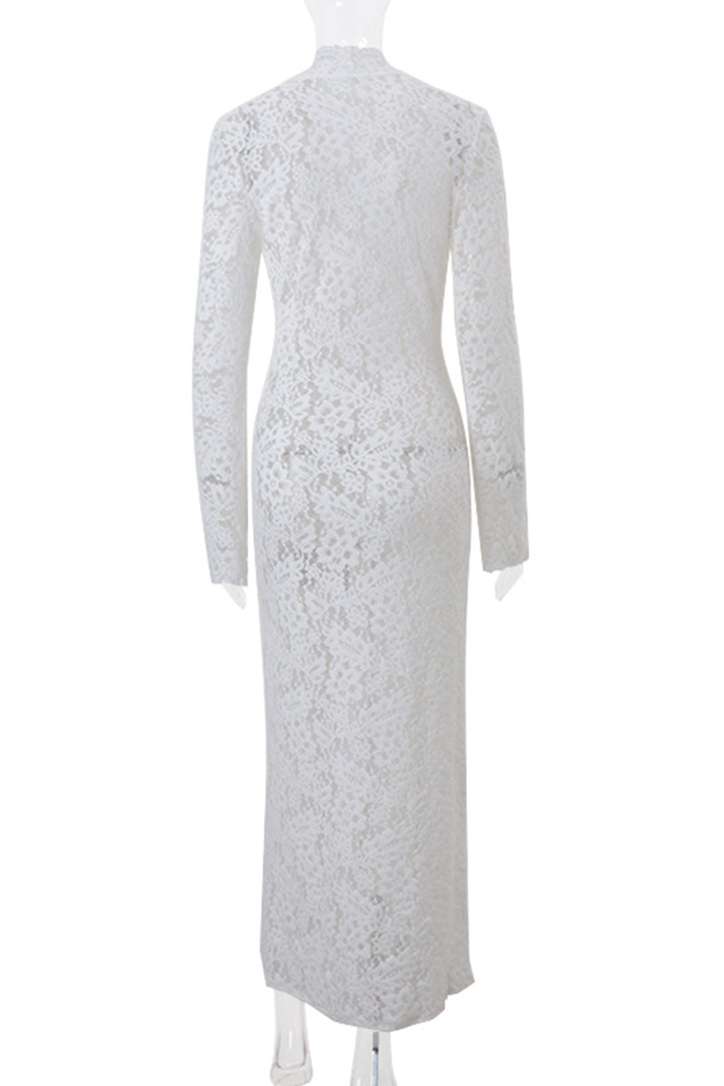 Drune | Sexy Spitze Durchsichtige Trägerdesign V-Ausschnitt Spitze Kleid Kleider