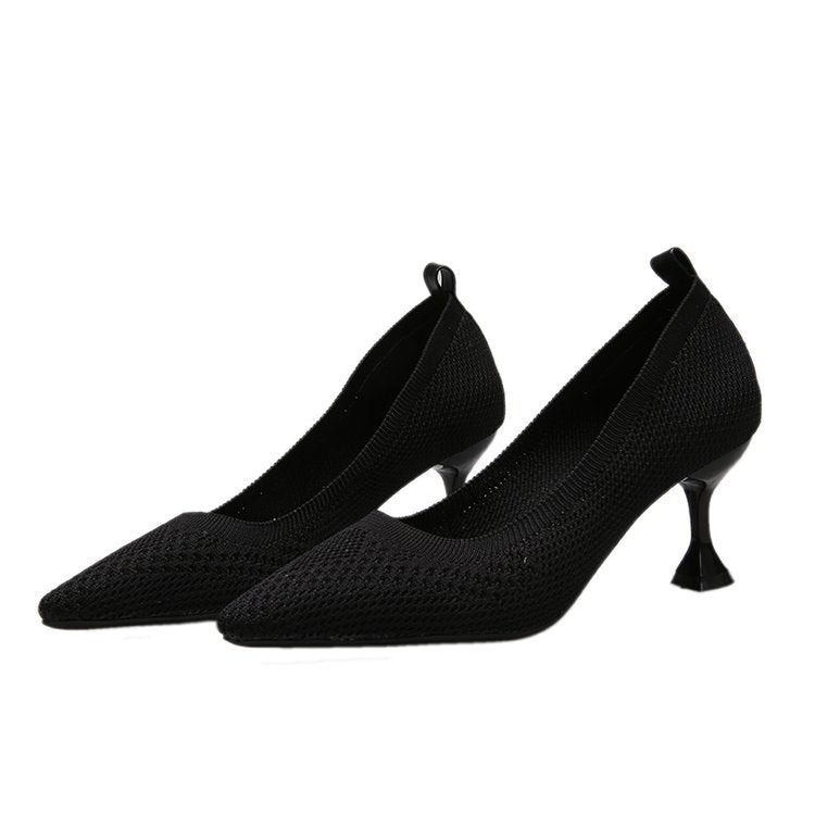 Damen elegante Pumps mit innovativem Strickdesign und hohem Absatz Drune