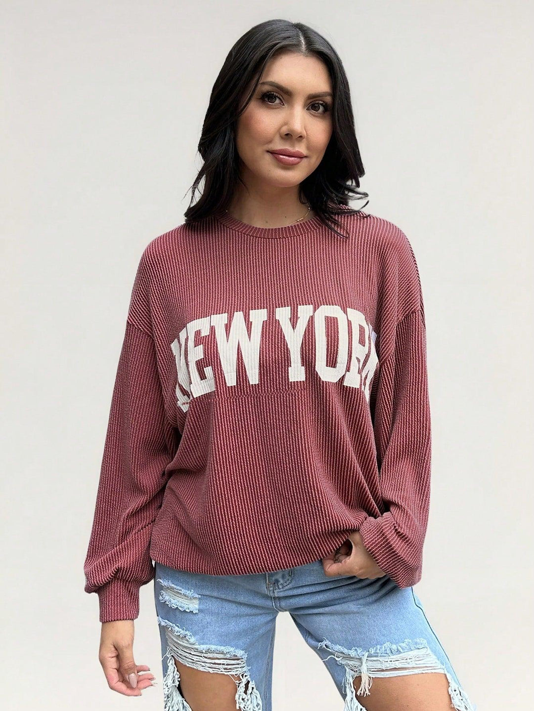 Drune | Gestreiftes Sweatshirt mit Rosa Details für Damen