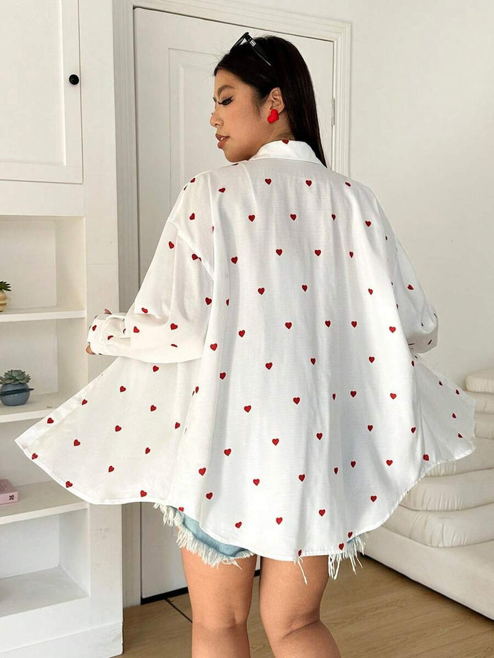 Drune | Lässige Baumwollbluse Mit Gestickten Herzen Für Damen
