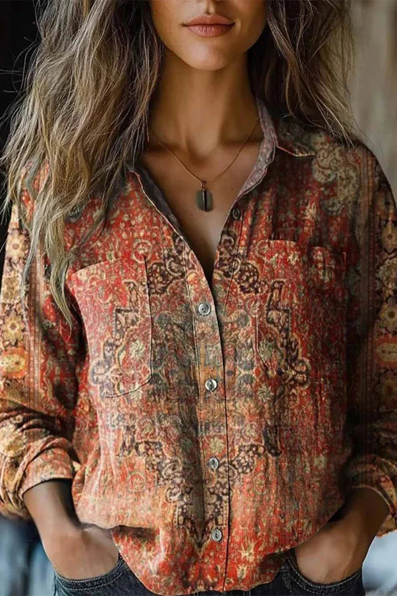 Drune | Lässige Bluse mit Floralem Print und Kontrastierendem Umschlagkragen - 6 Farben