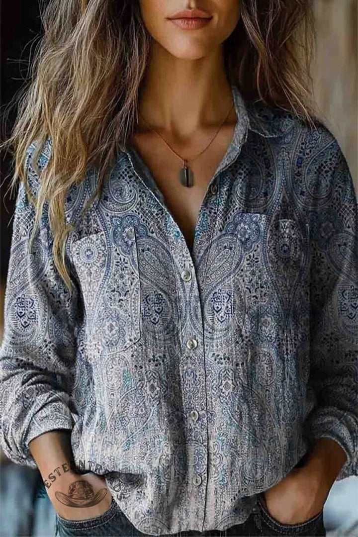 Drune | Lässige Bluse mit Floralem Print und Kontrastierendem Umschlagkragen - 6 Farben