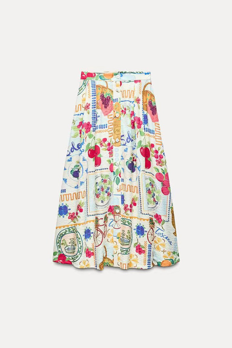 Drune | Elegantes zweiteiliges Set mit Floralprint, Taschen, Rüschen und Quadratausschnitt