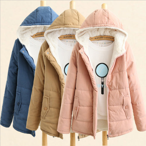Damen Gepolsterte Winterjacke mit Teddyfutter und Kapuze Drune
