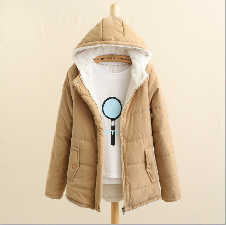 Damen Gepolsterte Winterjacke mit Teddyfutter und Kapuze Drune