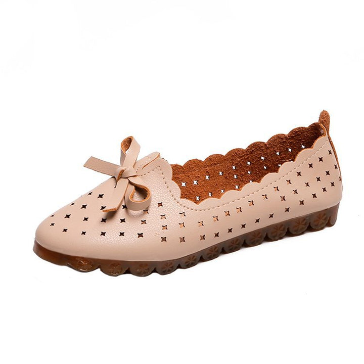 Damen Ballerinas mit dekorativem Lochmuster und eleganter Schleifenapplikation Drune