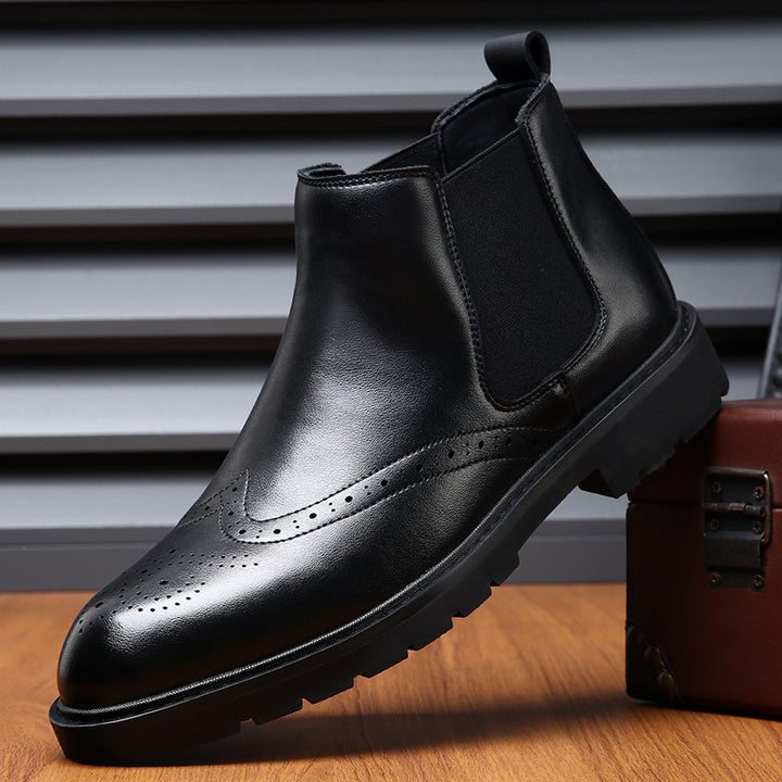 Klassische Herren-Chelsea-Boots mit Brogue-Details