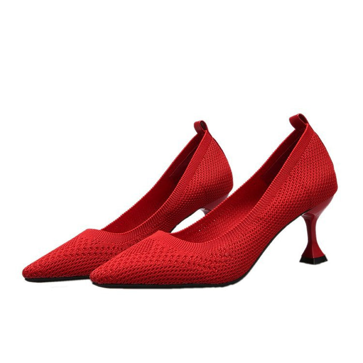Damen elegante Pumps mit innovativem Strickdesign und hohem Absatz Drune
