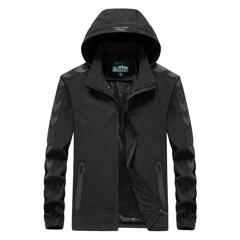 Herren Performance Softshelljacke mit Kapuze, versiegelten Reißverschlüssen und reflektierenden Ärmereinsätzen Drune