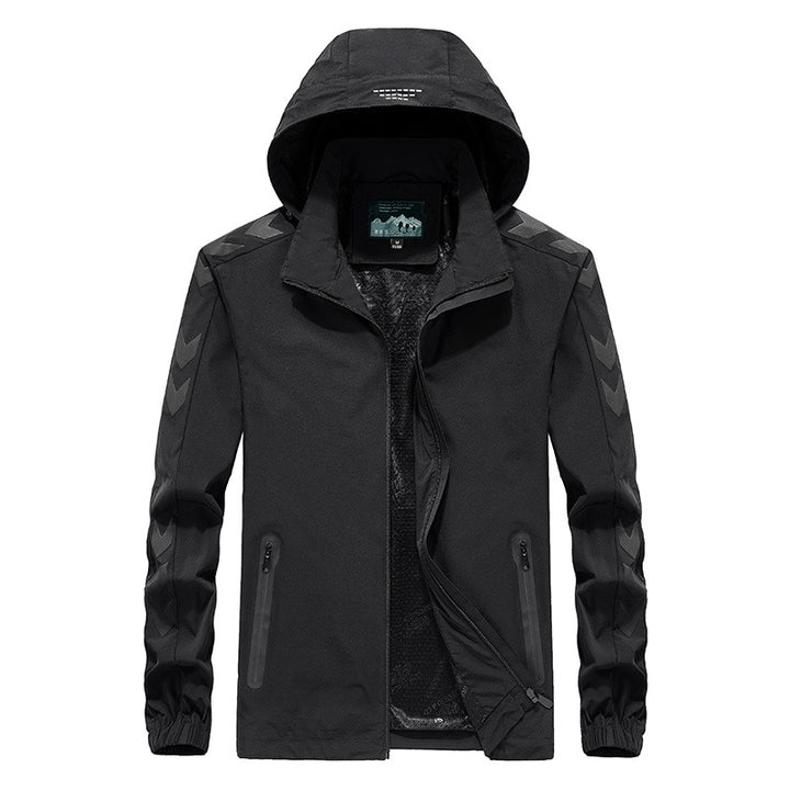 Herren Performance Softshelljacke mit Kapuze, versiegelten Reißverschlüssen und reflektierenden Ärmereinsätzen Drune