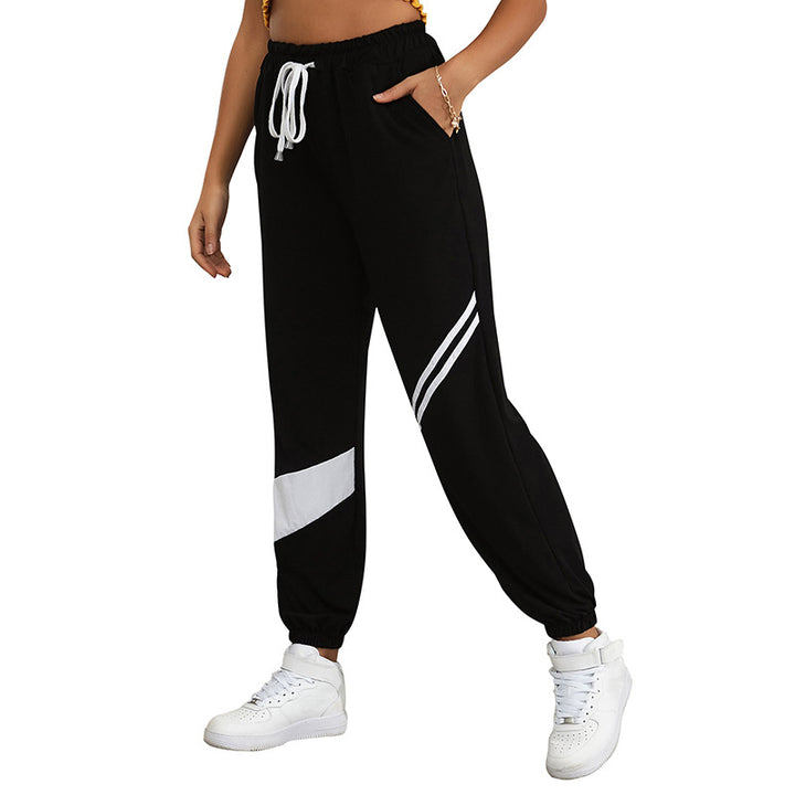 Damen Sportliche Jogginghose mit elastischem Bund und Kontraststreifen Drune