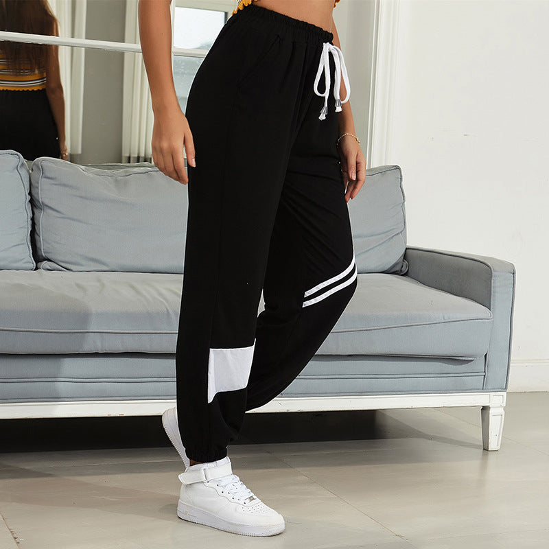 Damen Sportliche Jogginghose mit elastischem Bund und Kontraststreifen Drune