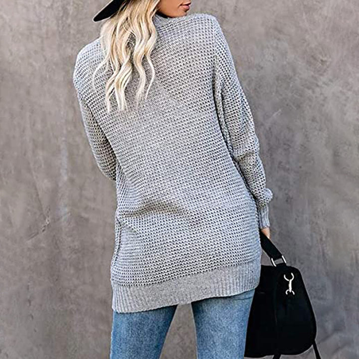 Damen lässiger Strickcardigan mit offenen Fronten und großen Taschen Drune