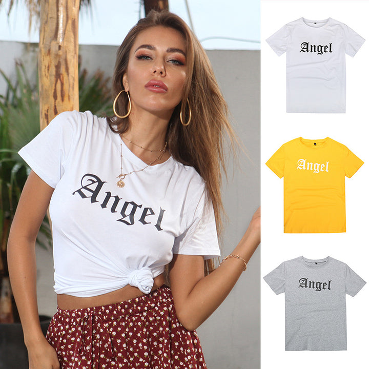 Damen T-Shirt mit kreativem Schriftzug und lässigem Schnitt Drune