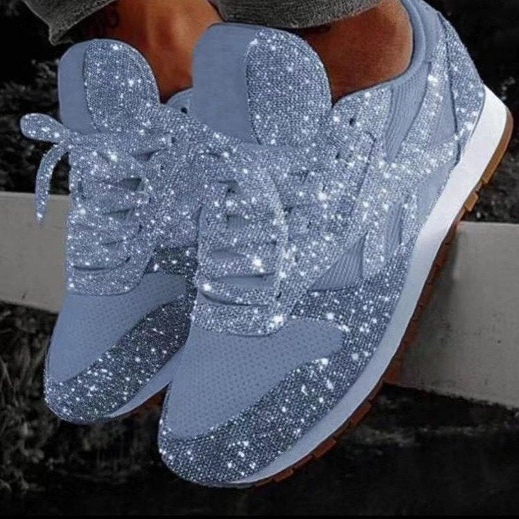 Damen Strassbesetzte Retro-Sneaker mit gepolsterter Laufsohle Drune