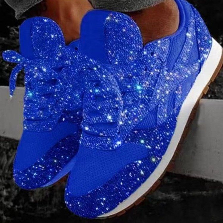 Damen Strassbesetzte Retro-Sneaker mit gepolsterter Laufsohle Drune