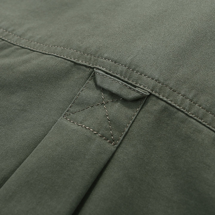 Herren Baumwoll-Utility-Hemd mit Druckknopf‑Brusttaschen und Stehkragen Drune