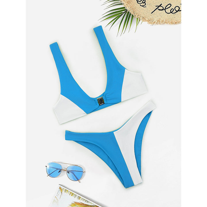 Damen Bikini mit modischem V-Ausschnitt und herausnehmbaren Polstern Drune