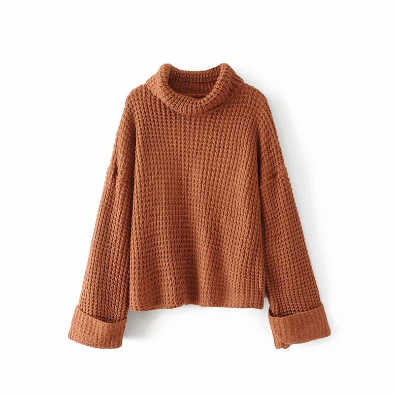 Damen Grobstrickpullover mit lässigem Rollkragen und überschnittenen Ärmeln Drune