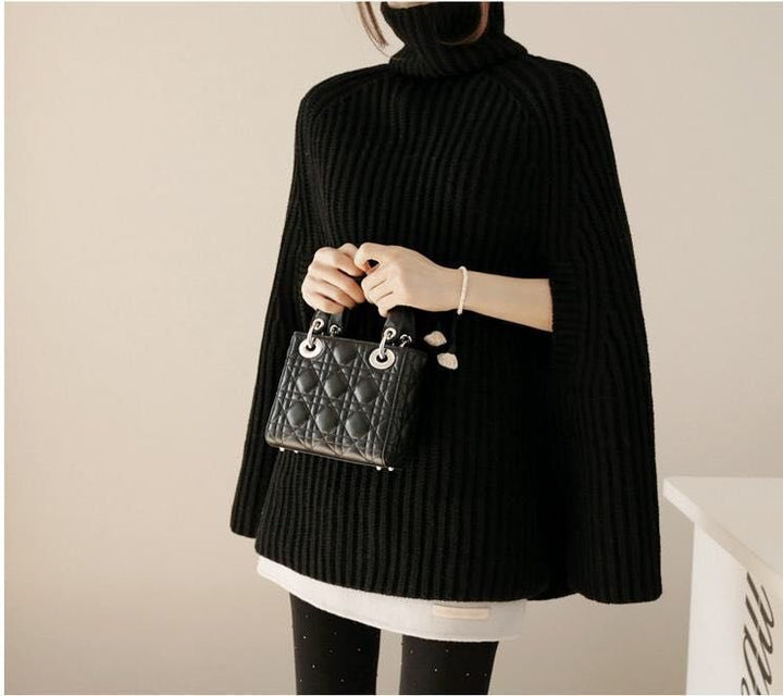 Damen Oversized Strickpullover mit hohem Kragen und strukturiertem Design Drune
