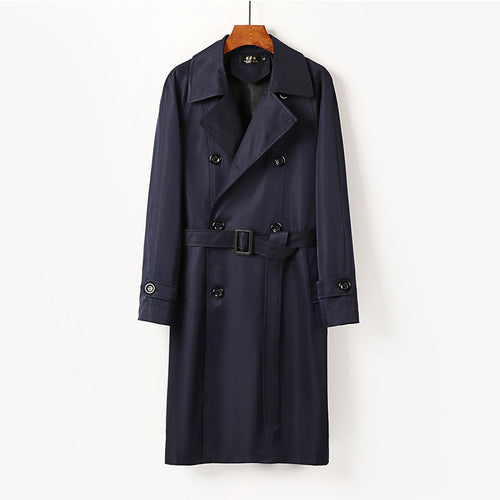 Herren Wasserabweisender Doppelreihiger Trenchcoat mit breitem Revers und knieumspielender Länge Drune